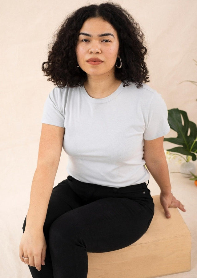 Monroe Crew Neck Tee in Ice Gray - Veneka-Sustainable-Ethical-Tops-Graceful District Drop Ship