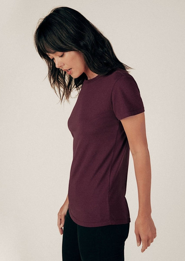 Monroe Crew Neck Tee in Port - Veneka-Sustainable-Ethical-Tops-Graceful District Drop Ship