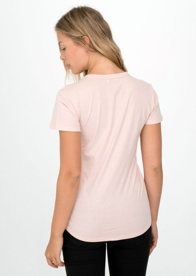 Monroe Crew Neck Tee in Rose Quartz - Veneka-Sustainable-Ethical-Tops-Graceful District Drop Ship
