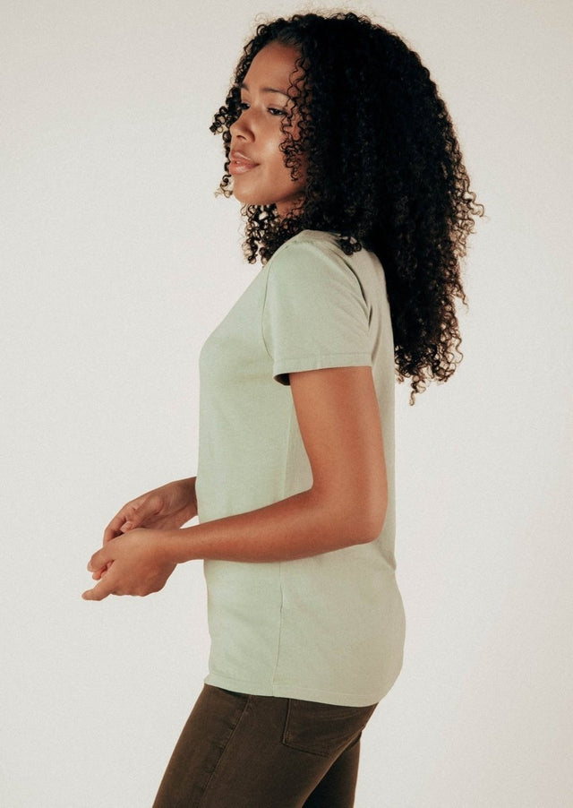 Monroe Crew Neck Tee in Sage - Veneka-Sustainable-Ethical-Tops-Graceful District Drop Ship