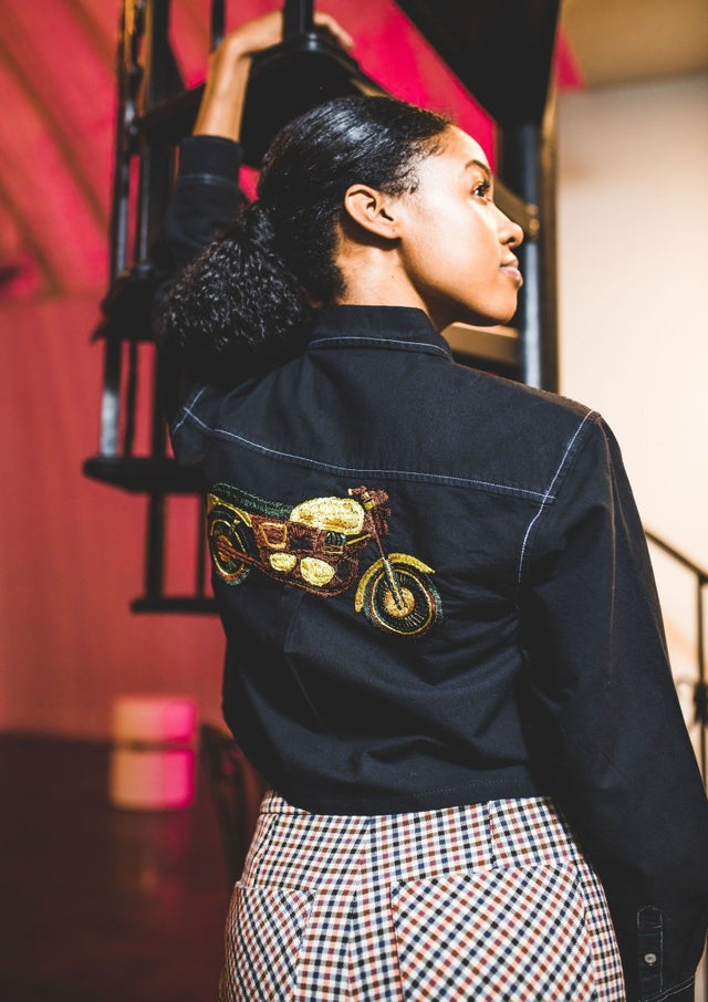 Motorcycle Cropped Button Up "Prism Collection" - Veneka-Sustainable-Ethical-Tops-Montie and Joie Drop Ship