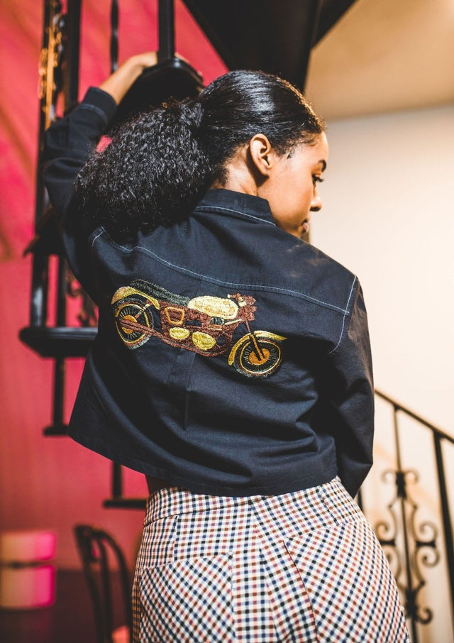 Motorcycle Cropped Button Up "Prism Collection" - Veneka-Sustainable-Ethical-Tops-Montie and Joie Drop Ship