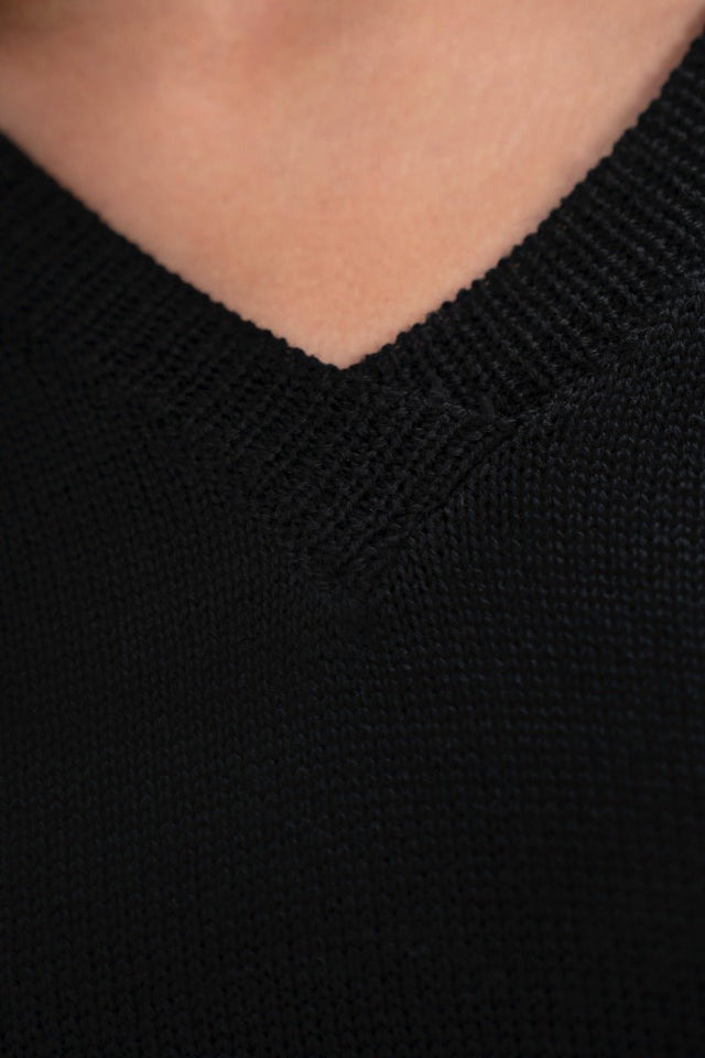 Nagano MMJ V-Neck Sweater in Licorice - Veneka-Sustainable-Ethical-Tops-1 People Drop Ship