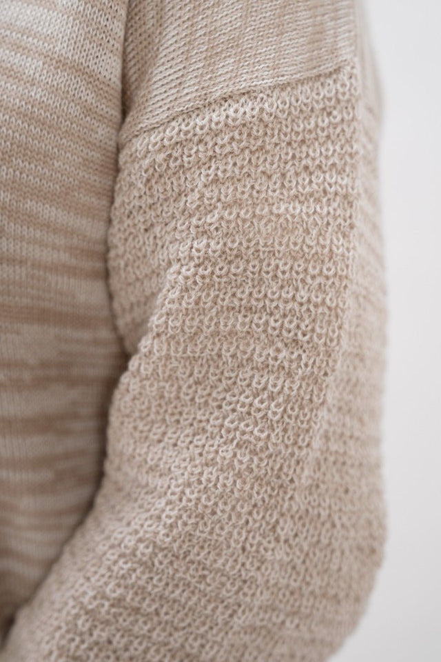 Nagano MMJ V-Neck Sweater in Sand Marl - Veneka-Sustainable-Ethical-Tops-1 People Drop Ship