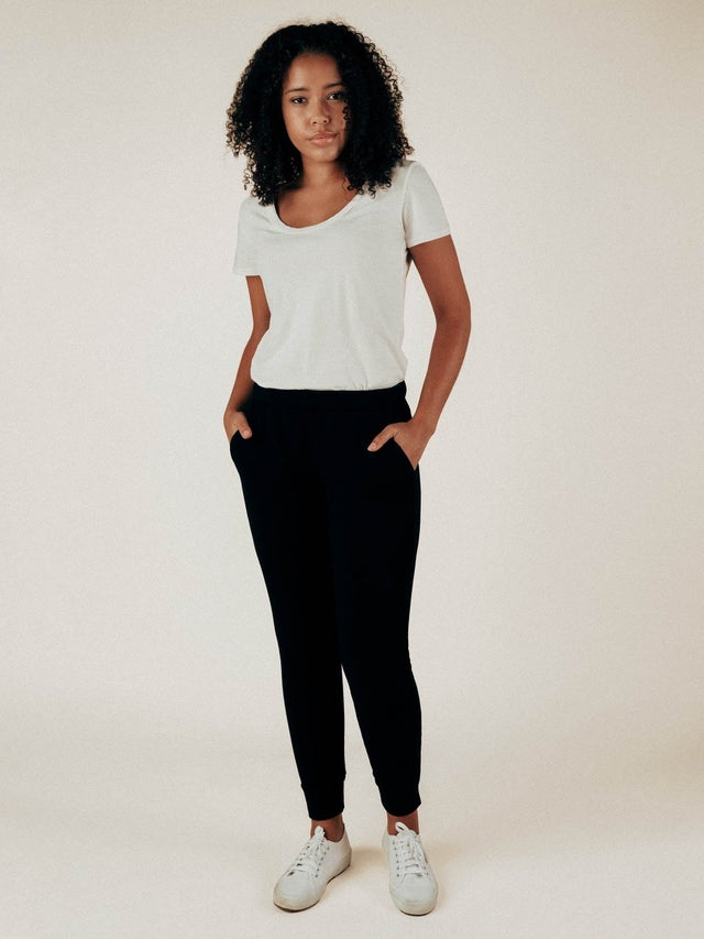 Naomi Sweatpant in Black - Veneka-Sustainable-Ethical-Bottoms-Graceful District Drop Ship