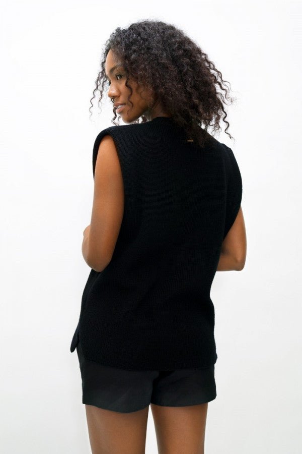 Napoli NAP High Neck Knitted Top in Licorice - Veneka-Sustainable-Ethical-Tops-1 People Drop Ship