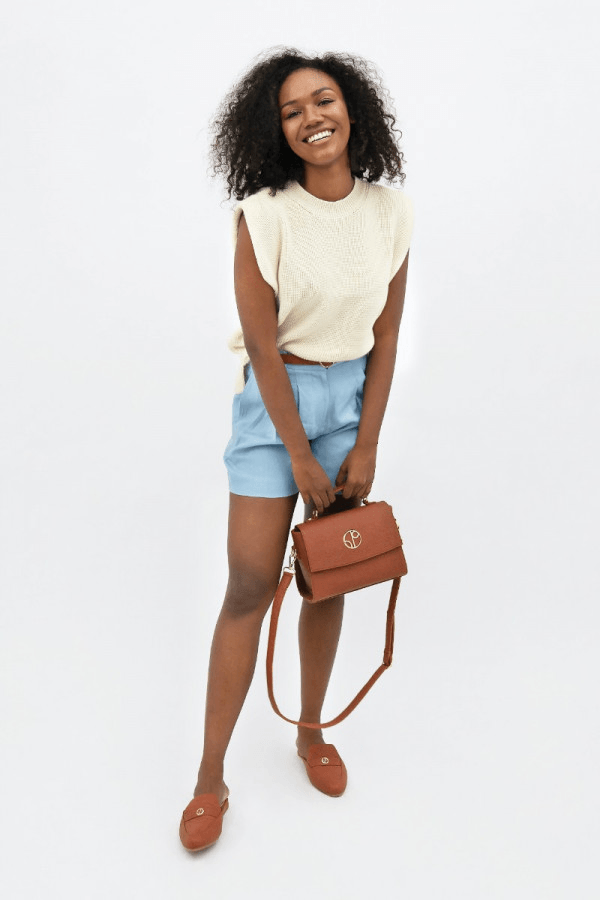 Napoli NAP High Neck Knitted Top in Porcelain - Veneka-Sustainable-Ethical-Tops-1 People Drop Ship
