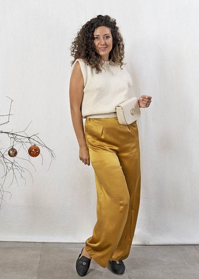 Napoli NAP High Neck Knitted Top in Porcelain - Veneka-Sustainable-Ethical-Tops-1 People Drop Ship