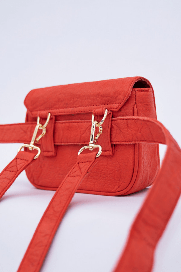 New York JFK Piñatex® Belt Bag in Cherry - Veneka-Sustainable-Ethical-Bag-1 People Drop Ship