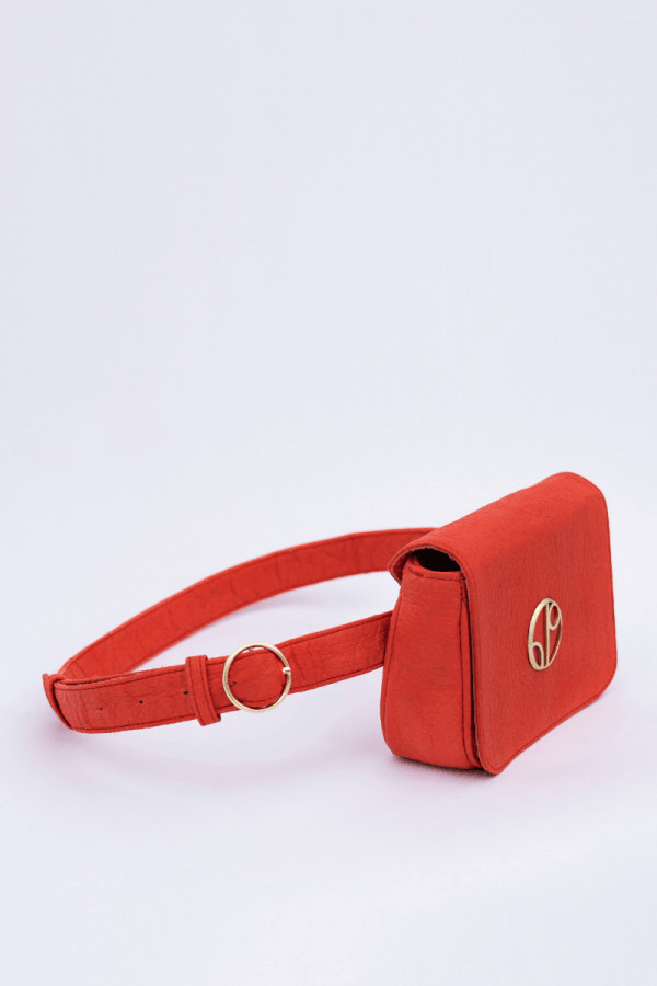 New York JFK Piñatex® Belt Bag in Cherry - Veneka-Sustainable-Ethical-Bag-1 People Drop Ship