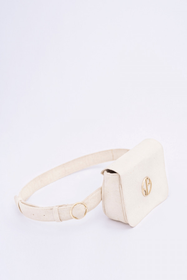New York JFK Piñatex® Belt Bag in Latte - Veneka-Sustainable-Ethical-Bag-1 People Drop Ship