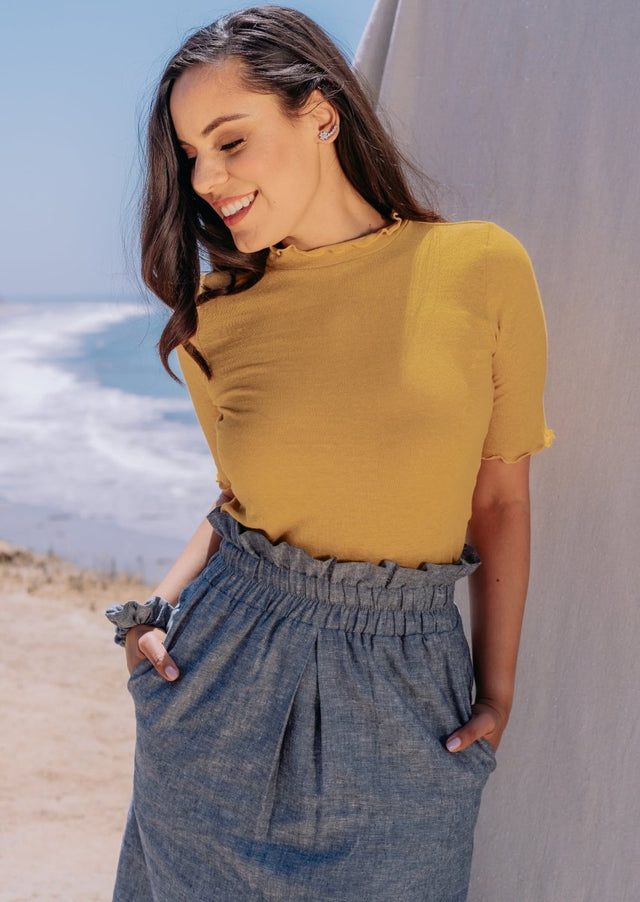 Nora Paperbag Midi Hemp Skirt in Grey - Veneka-Sustainable-Ethical-Bottoms-Valani Drop Ship