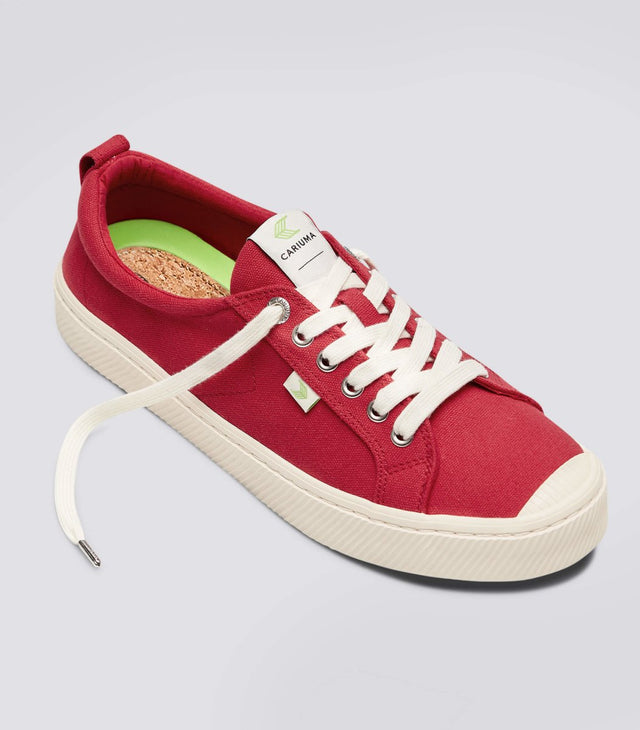 OCA Low Red Canvas Sneaker Women - Veneka-Sustainable-Ethical-Footwear-Cariuma Drop Ship