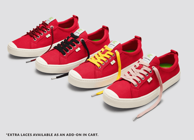 OCA Low Red Canvas Sneaker Women - Veneka-Sustainable-Ethical-Footwear-Cariuma Drop Ship
