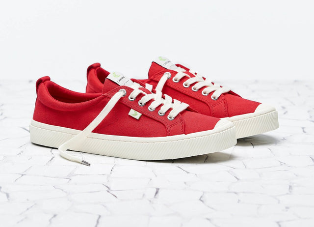 OCA Low Red Canvas Sneaker Women - Veneka-Sustainable-Ethical-Footwear-Cariuma Drop Ship