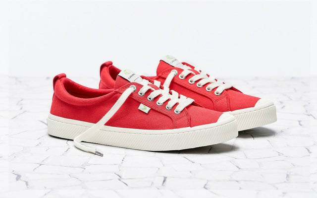 OCA Low Red Canvas Sneaker Women - Veneka-Sustainable-Ethical-Footwear-Cariuma Drop Ship