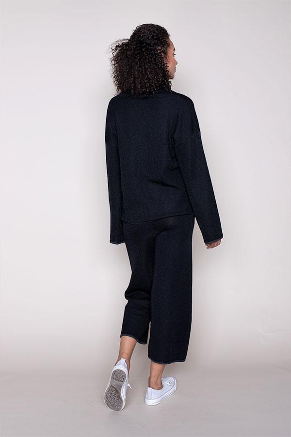 Olivia Crop Knit Pants in Black - Veneka-Sustainable-Ethical-Bottoms-Indigenous Drop Ship