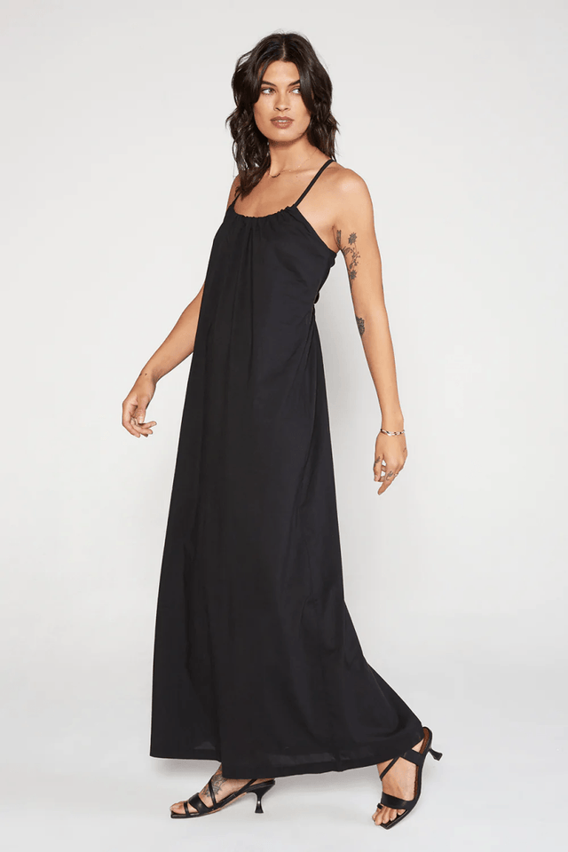 Olivia Halter Maxi in Black Beauty - Veneka-Sustainable-Ethical-Dresses-Etica Denim Drop Ship