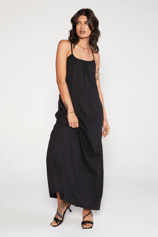 Olivia Halter Maxi in Black Beauty - Veneka-Sustainable-Ethical-Dresses-Etica Denim Drop Ship