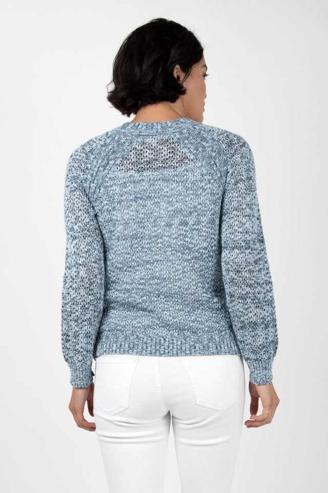 Open Knit Crew Neck in Blue - Veneka-Sustainable-Ethical-Tops-Indigenous Drop Ship