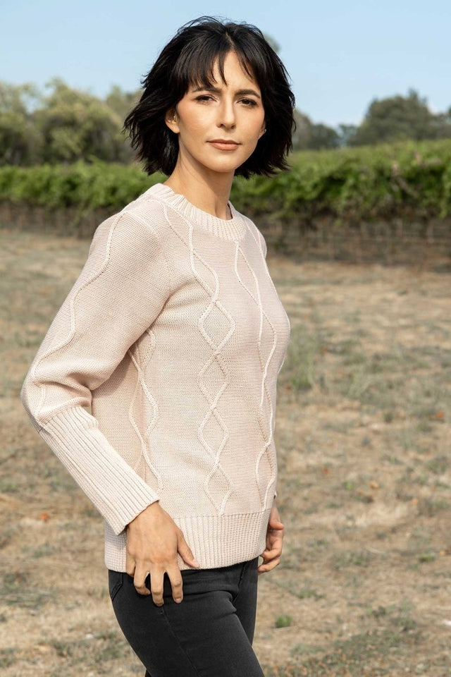Organic Cotton Cable Pullover in Black - Veneka-Sustainable-Ethical-Tops-Indigenous Drop Ship
