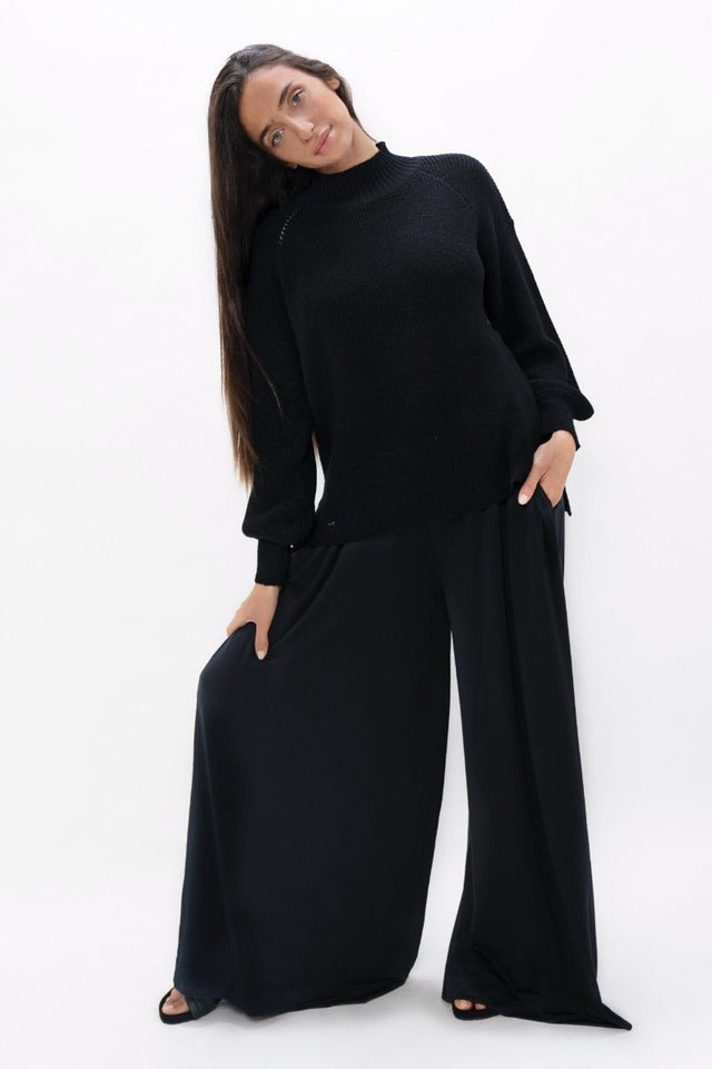 Ottawa YOW High Neck Sweater in Licorice - Veneka-Sustainable-Ethical-Tops-1 People Drop Ship