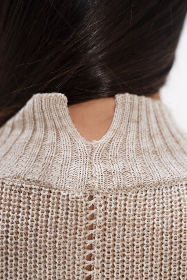 Ottawa YOW High Neck Sweater in Sand Marl - Veneka-Sustainable-Ethical-Tops-1 People Drop Ship