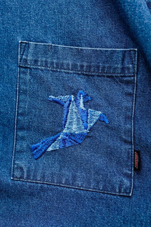 Oversized Embroidered Jean Shirt "Prism Collection" - Veneka-Sustainable-Ethical-Tops-Montie and Joie Drop Ship