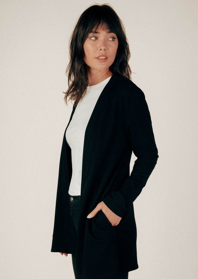 Paris Cardigan in Black - Veneka-Sustainable-Ethical-Jackets-Graceful District Drop Ship