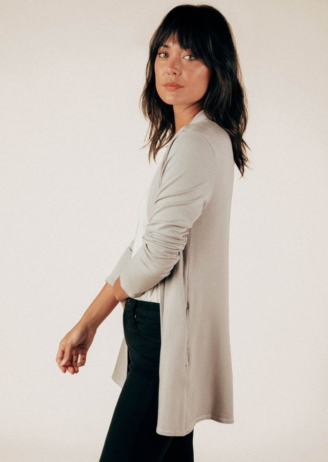 Paris Cardigan in Ice Gray - Veneka-Sustainable-Ethical-Jackets-Graceful District Drop Ship