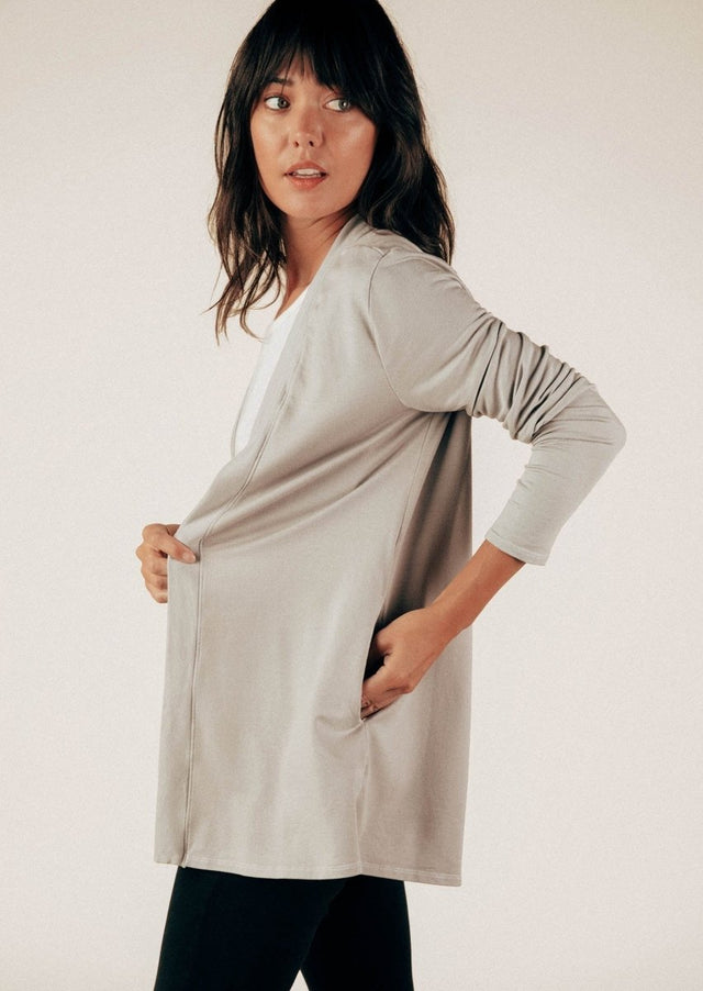 Paris Cardigan in Ice Gray - Veneka-Sustainable-Ethical-Jackets-Graceful District Drop Ship