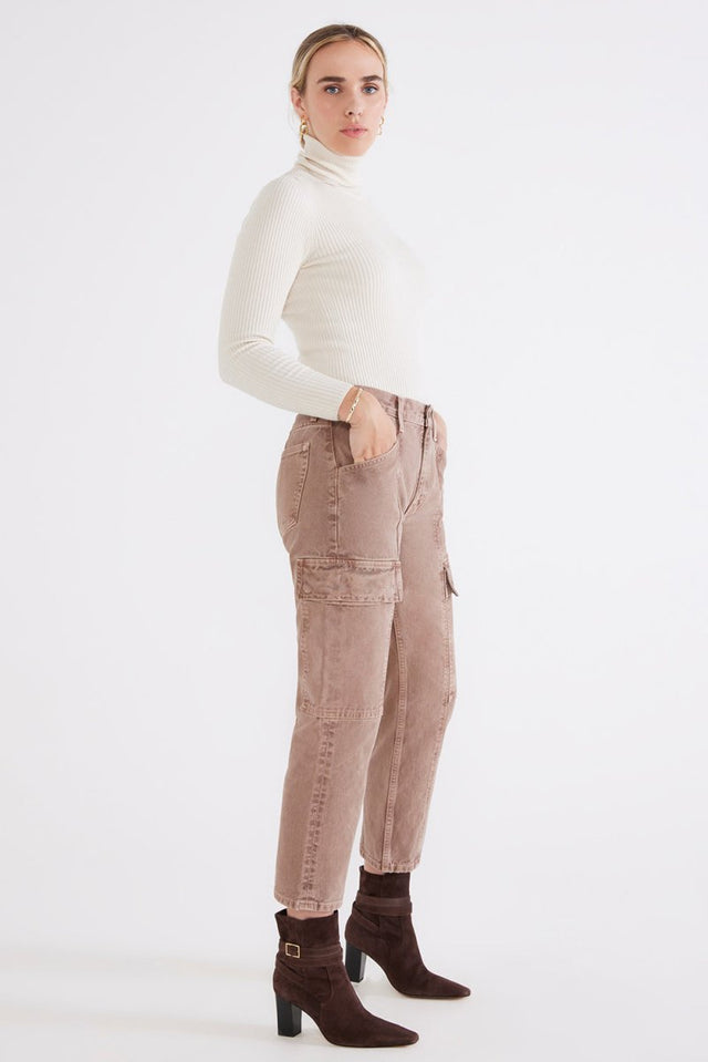 Pax Midrise Cargo - Mink - Veneka-Sustainable-Ethical-Bottoms-Etica Denim Drop Ship