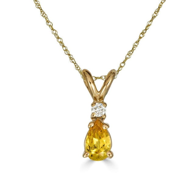 Pear Drop Gemstone and Diamond Necklace - Veneka-Sustainable-Ethical-Necklace-Nunchi Drop Ship