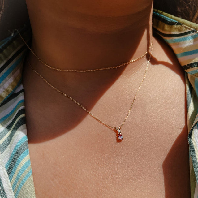 Pear Drop Gemstone and Diamond Necklace - Veneka-Sustainable-Ethical-Necklace-Nunchi Drop Ship