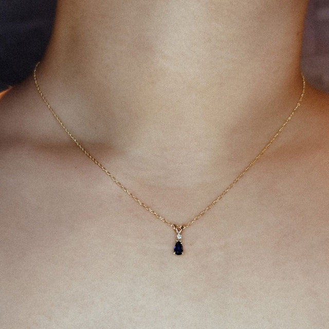 Pear Drop Gemstone and Diamond Necklace - Veneka-Sustainable-Ethical-Necklace-Nunchi Drop Ship