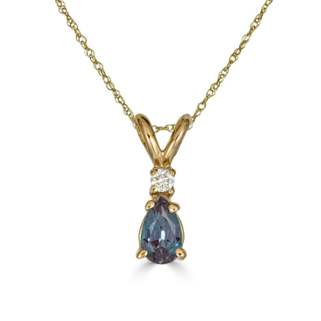 Pear Drop Gemstone and Diamond Necklace - Veneka-Sustainable-Ethical-Necklace-Nunchi Drop Ship