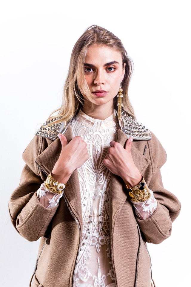 Phoenix - Vintage Button Cuff - Veneka-Sustainable-Ethical-Jewelry-Stella Lucchi Drop Ship
