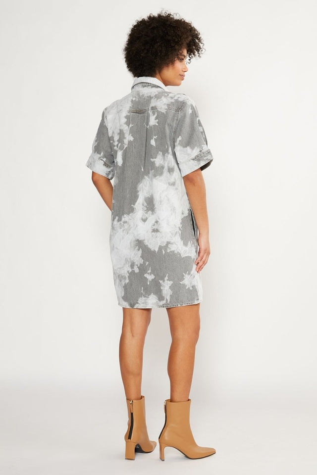 Pia Shirt Dress in Break Wave - Veneka-Sustainable-Ethical-Dresses-Etica Denim Drop Ship