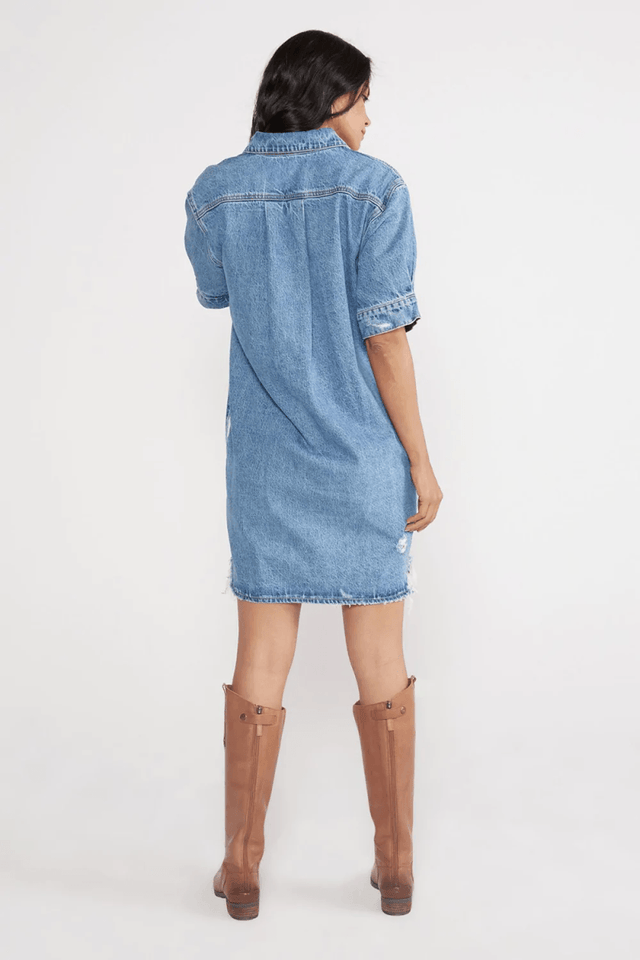 Pia Shirt Dress in Sandstorm - Veneka-Sustainable-Ethical-Dresses-Etica Denim Drop Ship