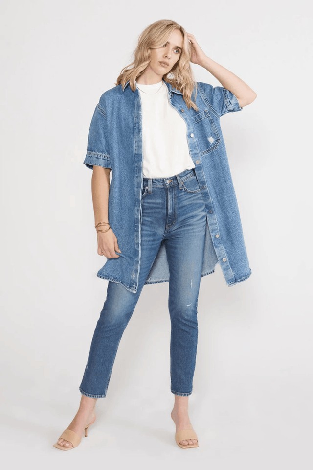 Pia Shirt Dress in Sandstorm - Veneka-Sustainable-Ethical-Dresses-Etica Denim Drop Ship