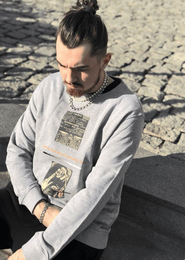 Poetry Unisex Sweatshirt in Grey - Veneka-Sustainable-Ethical-Tops-J&R Artisan Fashion Drop Ship