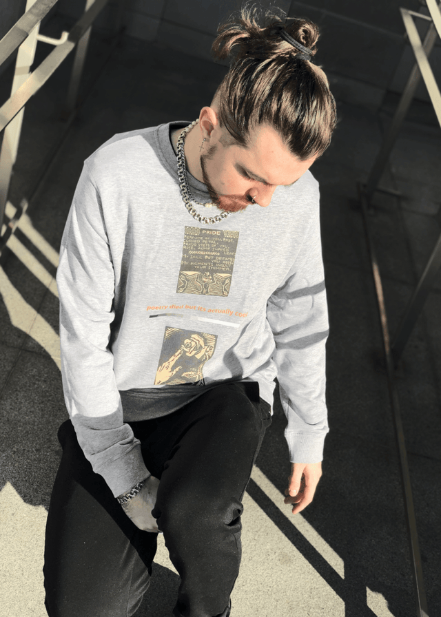 Poetry Unisex Sweatshirt in Grey - Veneka-Sustainable-Ethical-Tops-J&R Artisan Fashion Drop Ship