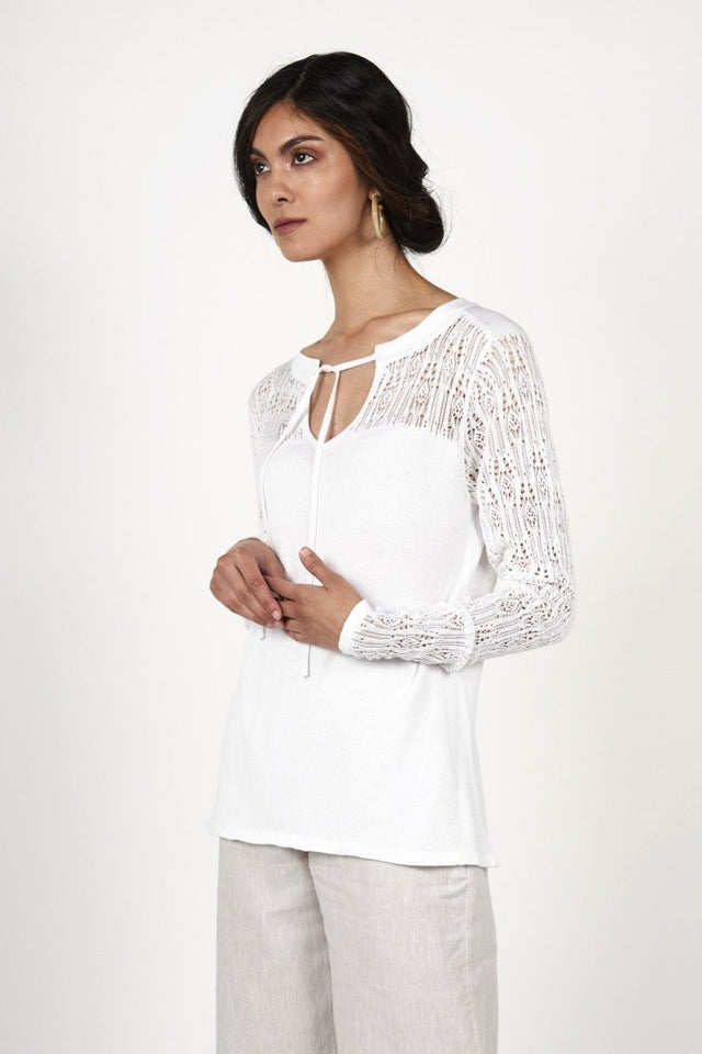 Pointelle Pullover Top in Heather Rose - Veneka-Sustainable-Ethical-Tops-Indigenous Drop Ship