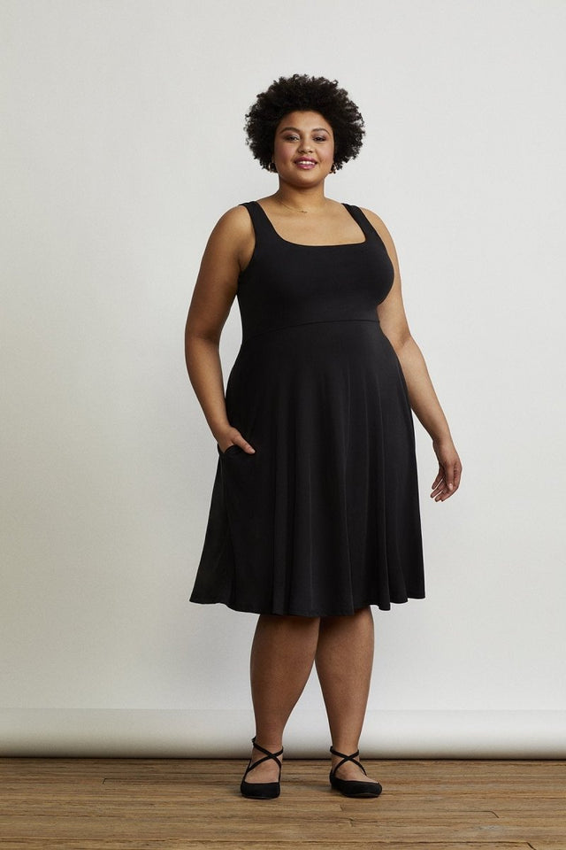 Promenade Dress in Noir - Veneka-Sustainable-Ethical-Dresses-Hours Drop Ship