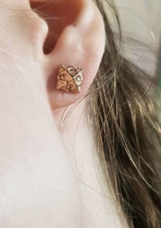 Pyramid Stud Earrings in Rose - Veneka-Sustainable-Ethical-Jewelry-Astor & Orion Drop Ship