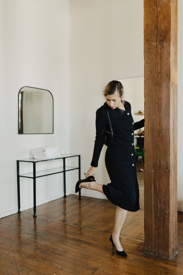 Rachel Cardigan Dress in Black - Veneka-Sustainable-Ethical-Dresses-Sonderlier Drop Ship