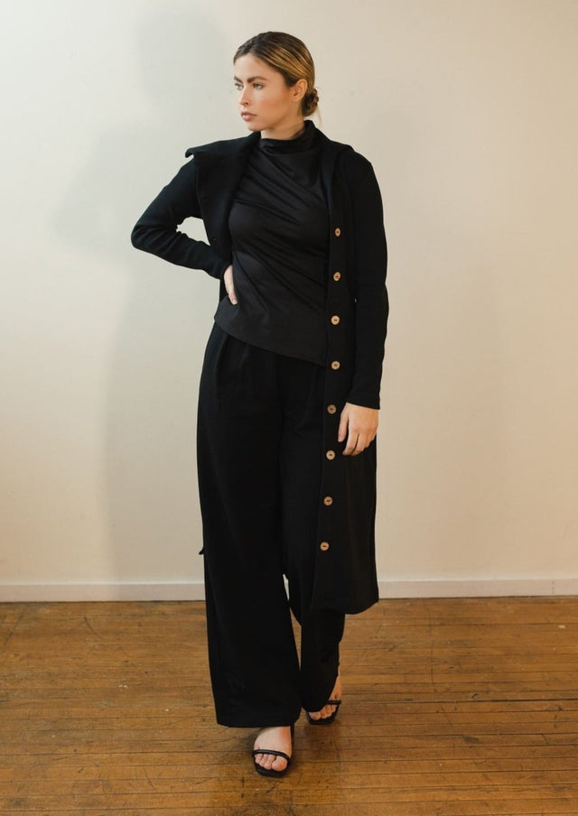 Rachel Cardigan Dress in Black - Veneka-Sustainable-Ethical-Dresses-Sonderlier Drop Ship