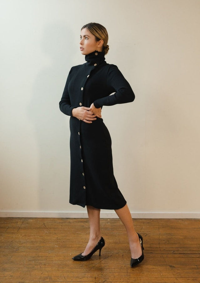 Rachel Cardigan Dress in Black - Veneka-Sustainable-Ethical-Dresses-Sonderlier Drop Ship