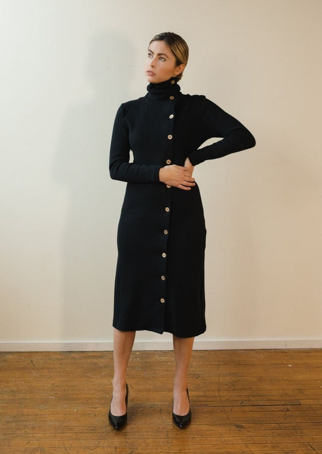 Rachel Cardigan Dress in Black - Veneka-Sustainable-Ethical-Dresses-Sonderlier Drop Ship