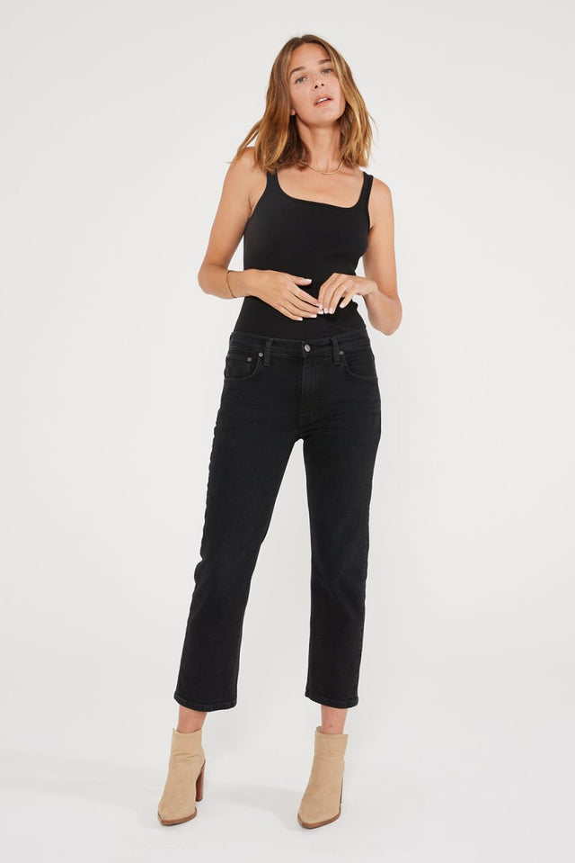 Rae Mid Rise Straight in Onyx - Veneka-Sustainable-Ethical-Bottoms-Etica Denim Drop Ship